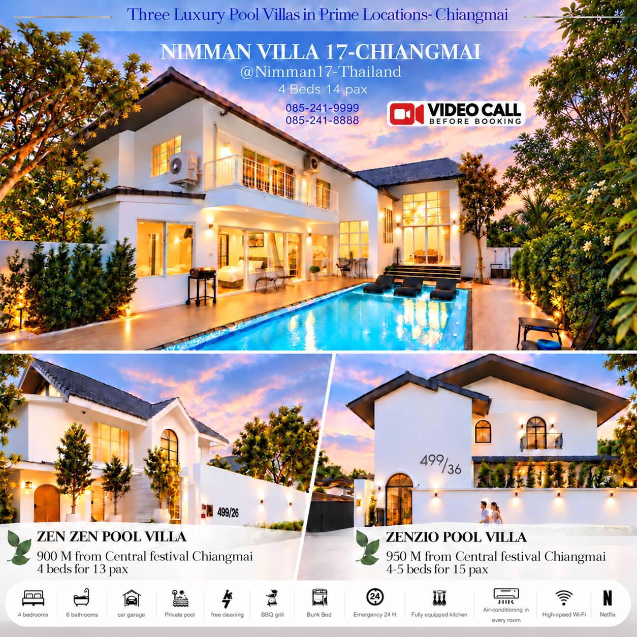 Zenzio and the neighbouring pool villa near Central Festival Chiang Mai